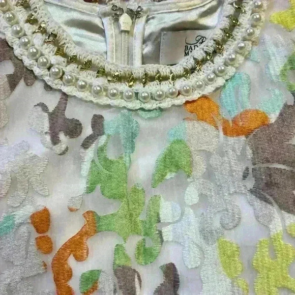 Badgley Mishka Colorful Shift Dress Size 2 Embellished Cocktail Wedding Lined - Picture 4 of 8